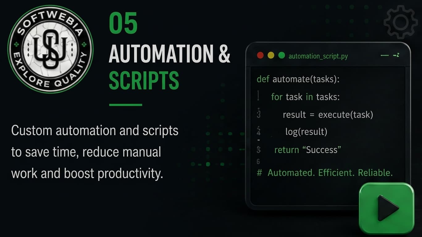Softwebia automation and custom scripts.